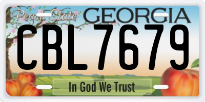 GA license plate CBL7679
