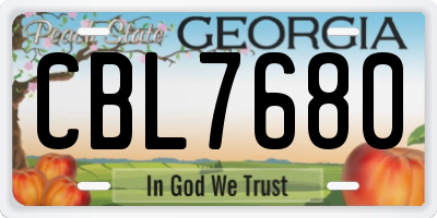 GA license plate CBL7680