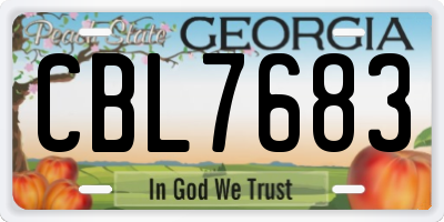 GA license plate CBL7683