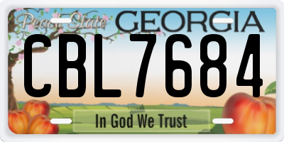 GA license plate CBL7684