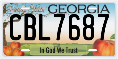 GA license plate CBL7687