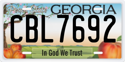 GA license plate CBL7692