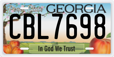 GA license plate CBL7698