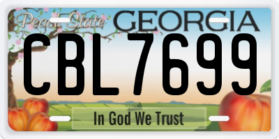 GA license plate CBL7699