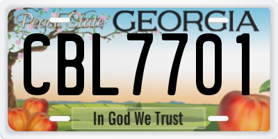 GA license plate CBL7701