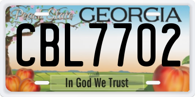 GA license plate CBL7702