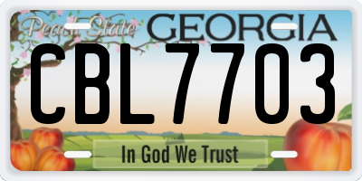 GA license plate CBL7703
