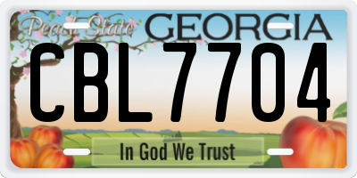 GA license plate CBL7704
