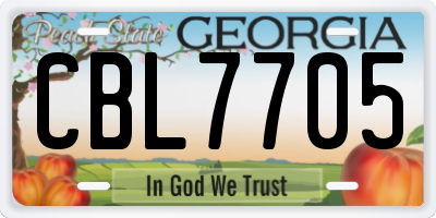 GA license plate CBL7705