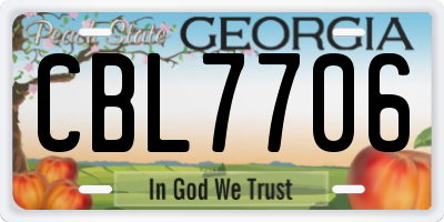 GA license plate CBL7706
