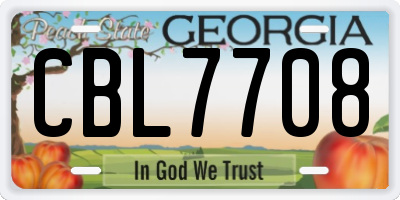 GA license plate CBL7708
