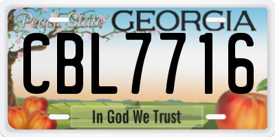 GA license plate CBL7716