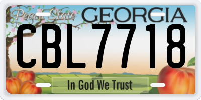 GA license plate CBL7718