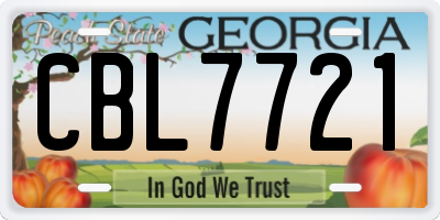GA license plate CBL7721
