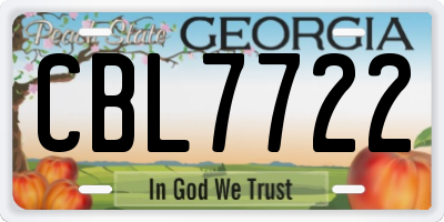 GA license plate CBL7722