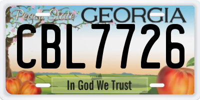 GA license plate CBL7726