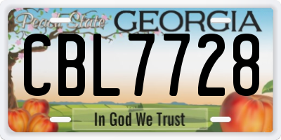 GA license plate CBL7728