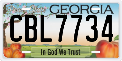 GA license plate CBL7734