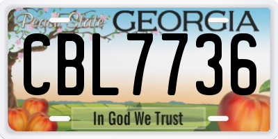 GA license plate CBL7736
