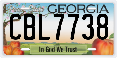 GA license plate CBL7738