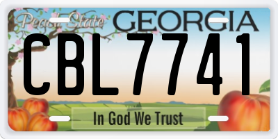 GA license plate CBL7741