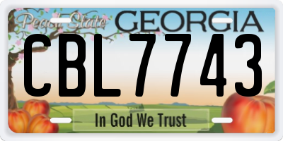GA license plate CBL7743