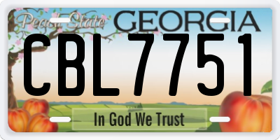 GA license plate CBL7751