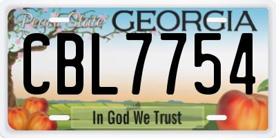GA license plate CBL7754