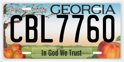GA license plate CBL7760