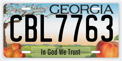 GA license plate CBL7763