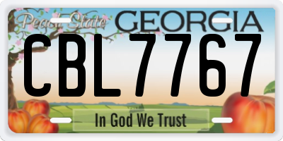 GA license plate CBL7767