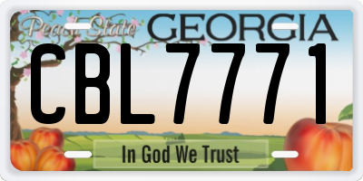 GA license plate CBL7771