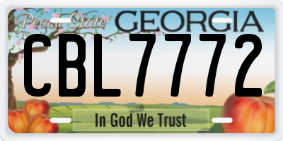 GA license plate CBL7772