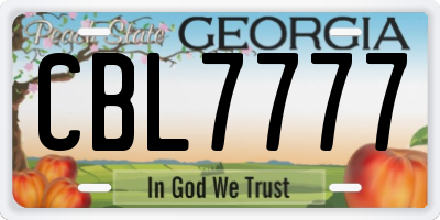 GA license plate CBL7777