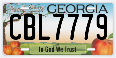 GA license plate CBL7779
