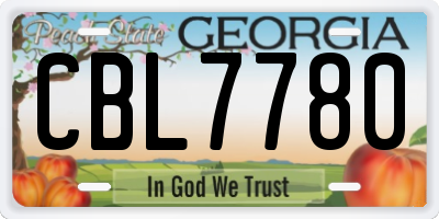 GA license plate CBL7780