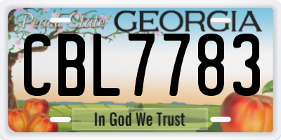GA license plate CBL7783