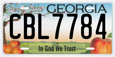 GA license plate CBL7784