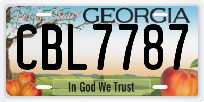 GA license plate CBL7787
