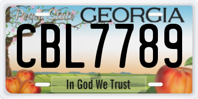 GA license plate CBL7789