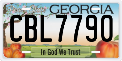 GA license plate CBL7790