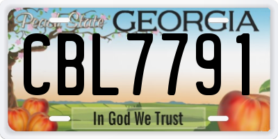 GA license plate CBL7791