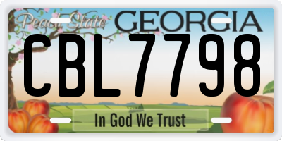 GA license plate CBL7798