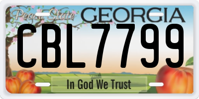 GA license plate CBL7799