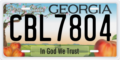GA license plate CBL7804