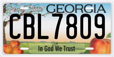 GA license plate CBL7809
