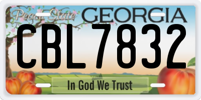 GA license plate CBL7832