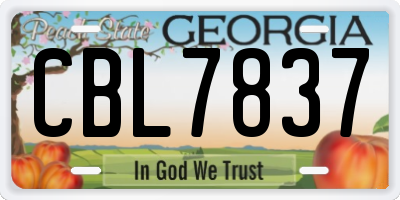 GA license plate CBL7837