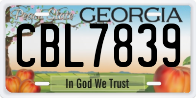 GA license plate CBL7839