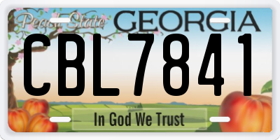 GA license plate CBL7841